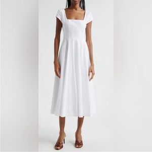 Staud Wells white midi cotton dress size 12 NWOT